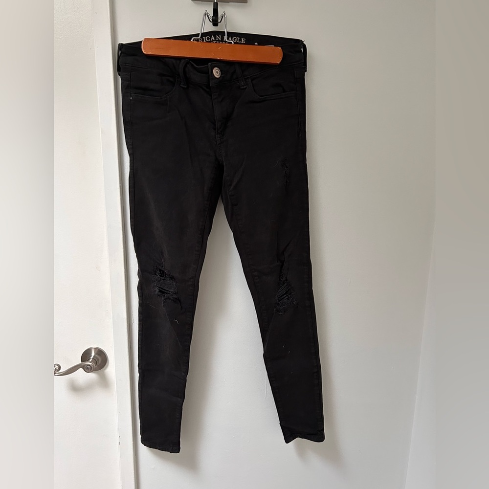 American Eagle Black skinny jeans, X stretch, size 4